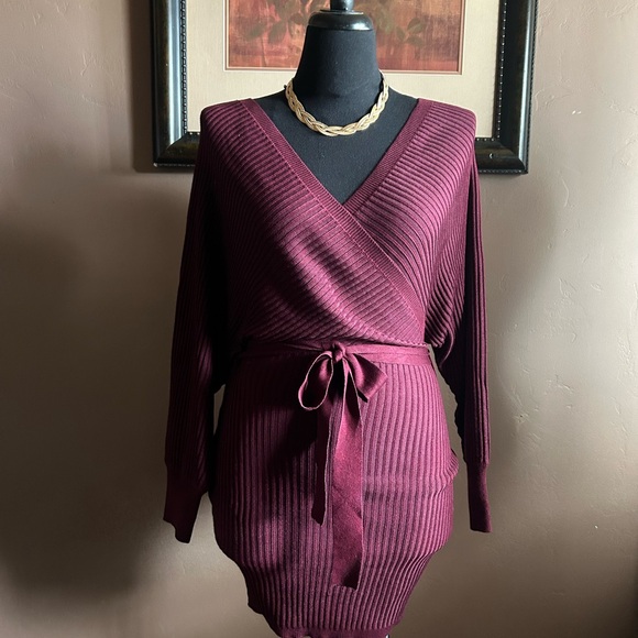 Sweater Mini Dress Burgundy NWT - Picture 5 of 8